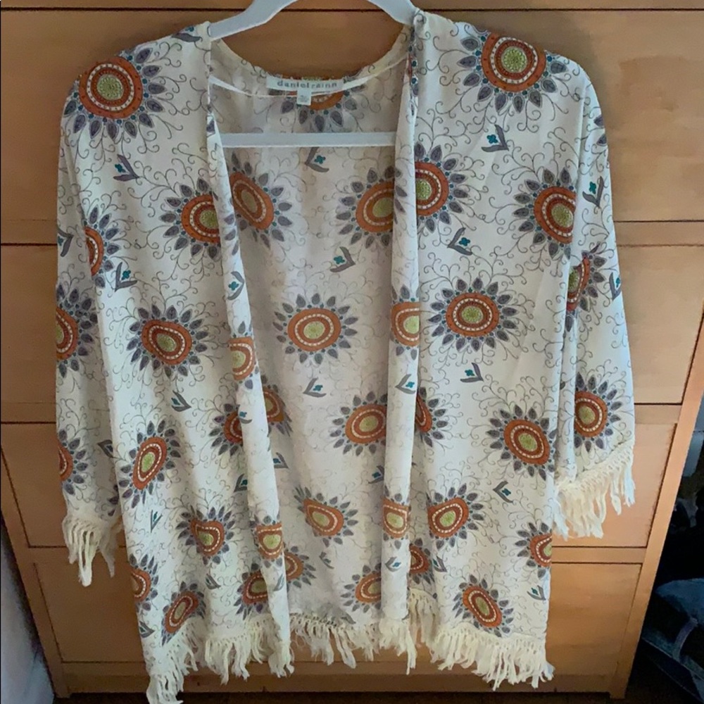 Cream kimono with orange medallions